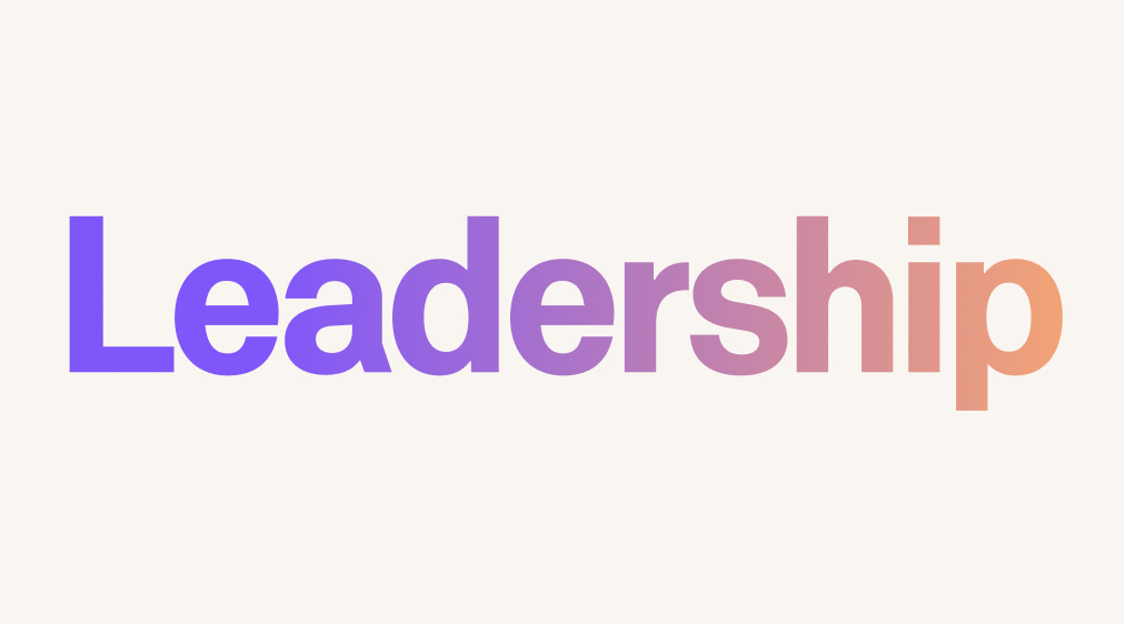 Leadership text in serif typeface with gradient