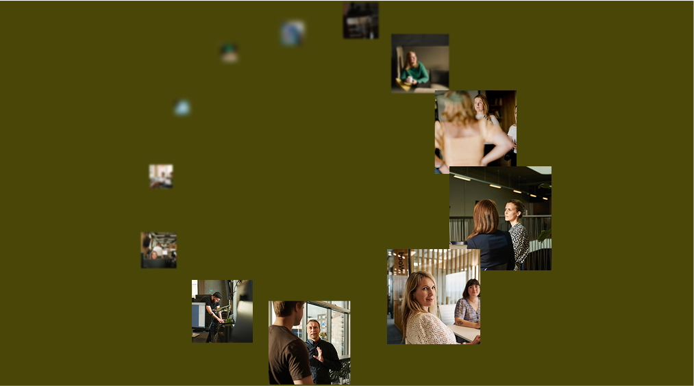 Photo collage on olive background