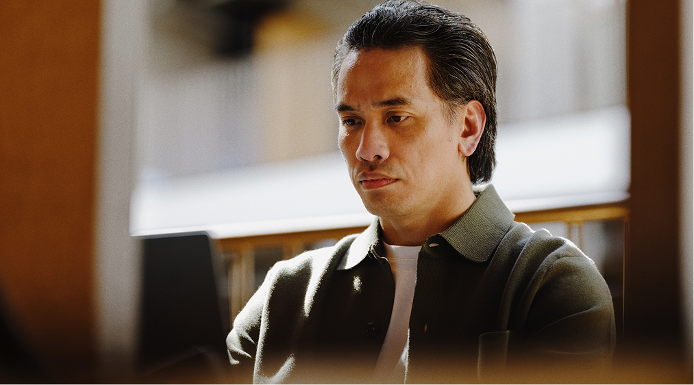 Person working with laptop