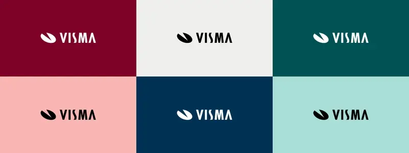 Collage of six Visma logo thumbnails shown in different brand colours